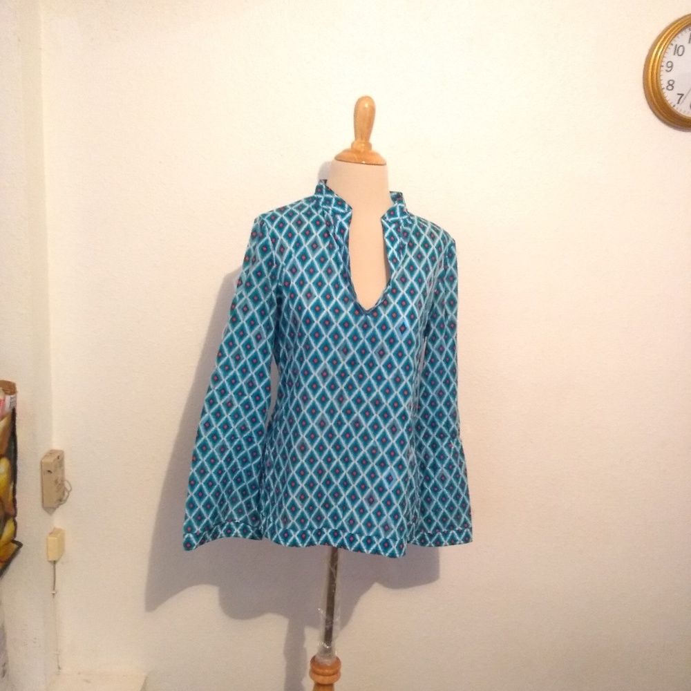 Tory Burch Diamond Print Sequins Blouse